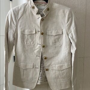 Banana Republic Linen Cream Military Style Jacket 2